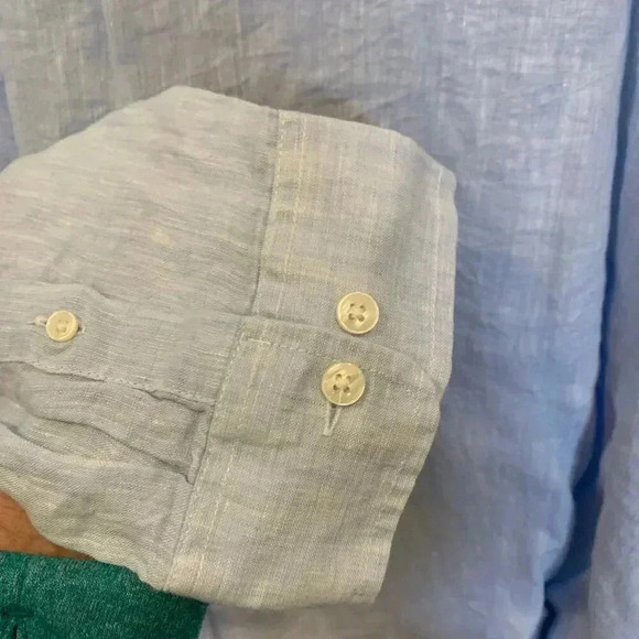 Mens Tasso Elba Linen Woven Button Down Shirt Long Sleeve Size 3XL NWT - B5 - Picture 4 of 9
